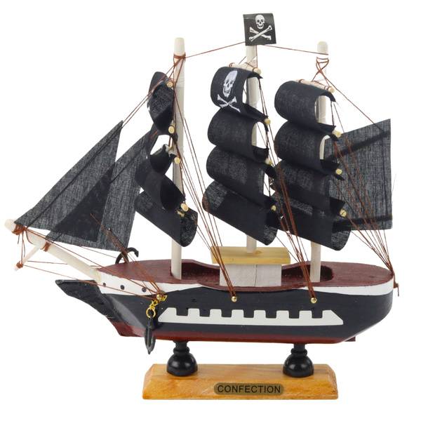 Collectible Model Decorative Pirate Sailing Ship Black 20x20cm