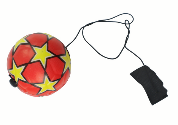 PU Football with a Jojo Elastic Band for Bouncing, 6 cm, Red Stars