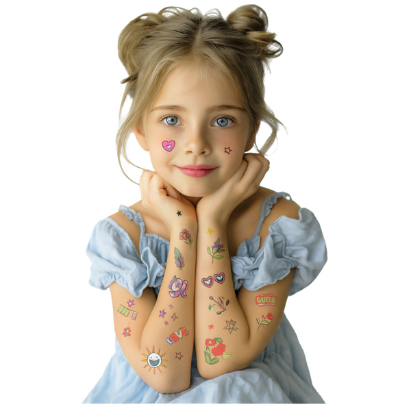 Set mit 60 Blumen-Tattoos für Kinder