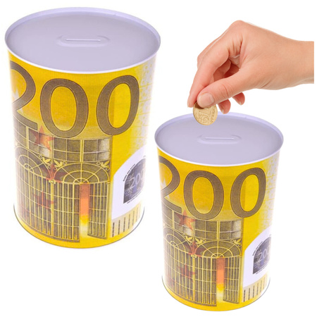 Metal Piggy Bank Tin 200 Euro Banknote 16.5 x 12cm