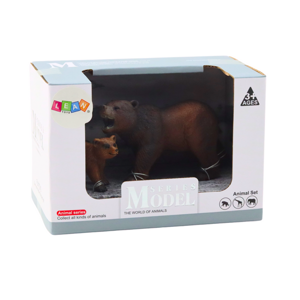 Set of 2 Figures Brown bear with cub Forest Animals series