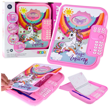 Diary Notebook Code Unicorn Voice Recording Quiz Melodies Pink