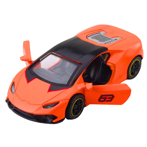 Sportwagen mit Rückziehmechanismus, Metallorange, Maßstab 1:43