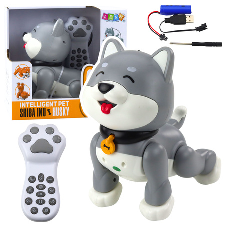 Interactive Husky Robot Dog Remote Controlled RC Voice Tricks Gray