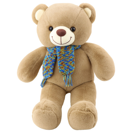 Plüsch Maskottchen Kuscheltier Teddybär bunt Wollschal braun 55cm