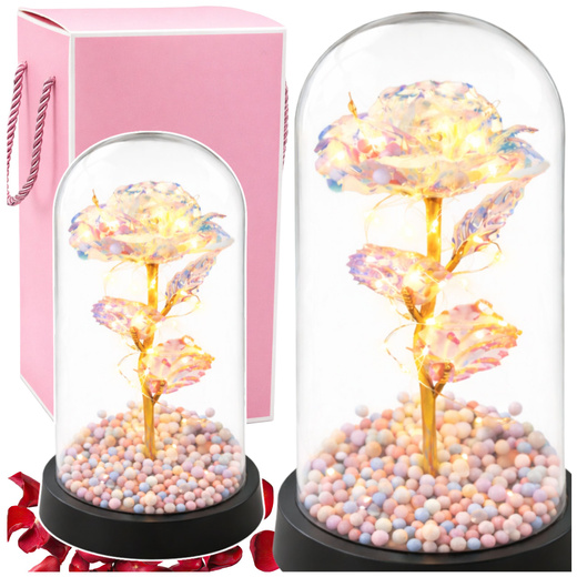 Eternal Rose in a Glass Dome LED Crystal Lighting 21.5 x 11 cm