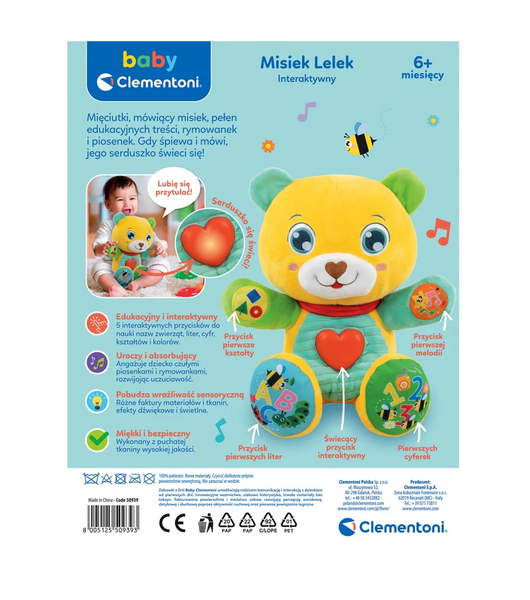 Kolorowy Interaktywny Misiek Lelek Język Polski Clementoni 50939