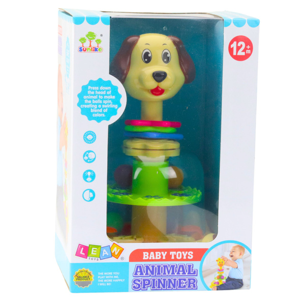 Interaktiver Kreisel für Kleinkinder, Hund, bunte Bälle