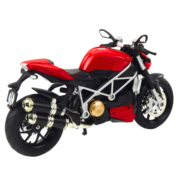 Sportmotorrad Metall Lichter Sounds Silber Elemente Rot 1:12