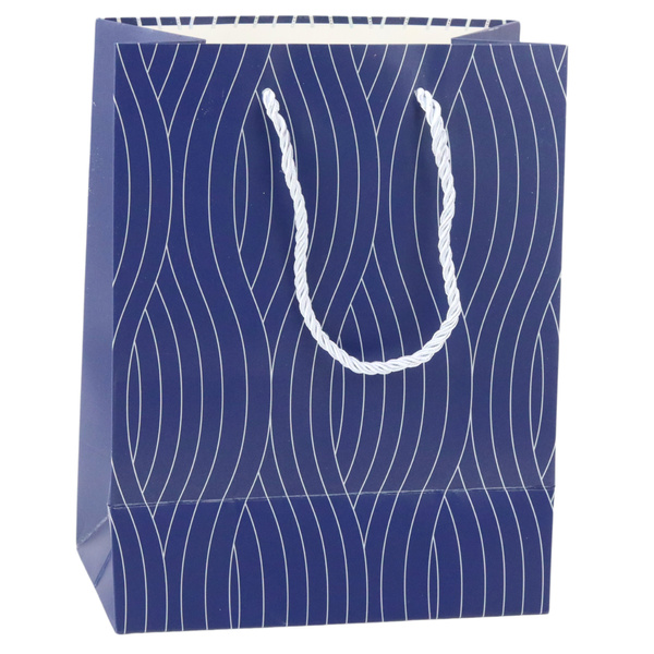 Paper Gift Bag Silver Wavy Lines 23 x 18 x 10.5 cm