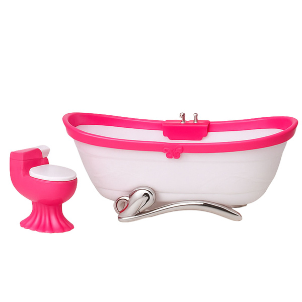 Puppenbadezimmer-Set: Badewanne, Toilette, Waschbecken mit Spiegel