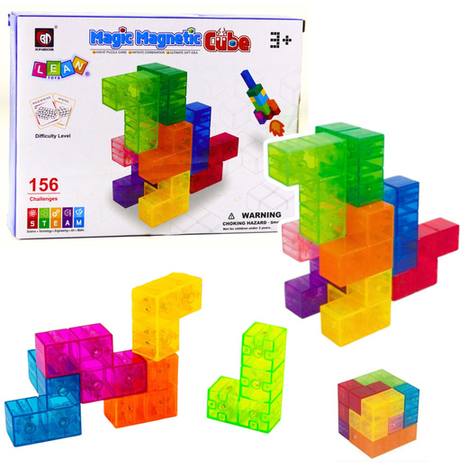 Klocki Magnetyczne Układanka Magic Cube 156 Kart Z Wyzwaniami 9 el. 