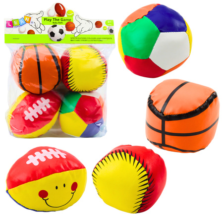 Soft Sports Balls Basketball Rugby Football Baseball Set of 4