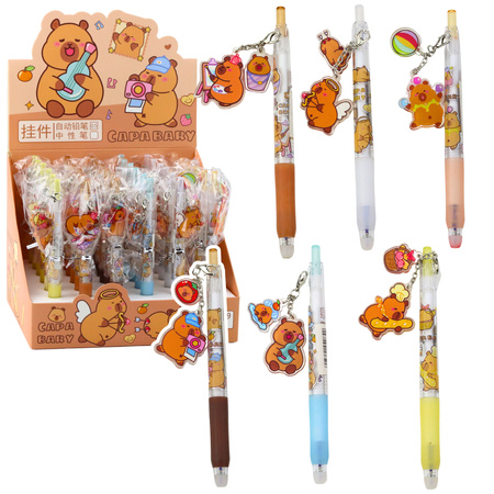 Capybara Gel Pen Keychain Blue Ink 14.5cm Mix