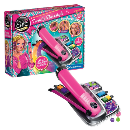 Crazy Chic Hair Colouring Set: Crazy Hairstyles with Straightener & Beads Clementoni 18773