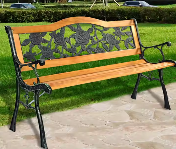 Gartenbank Holz Metall Parkbank mit Rückenlehne