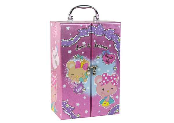 Beauty Makeup and Nail Set in a Pink Suitcase