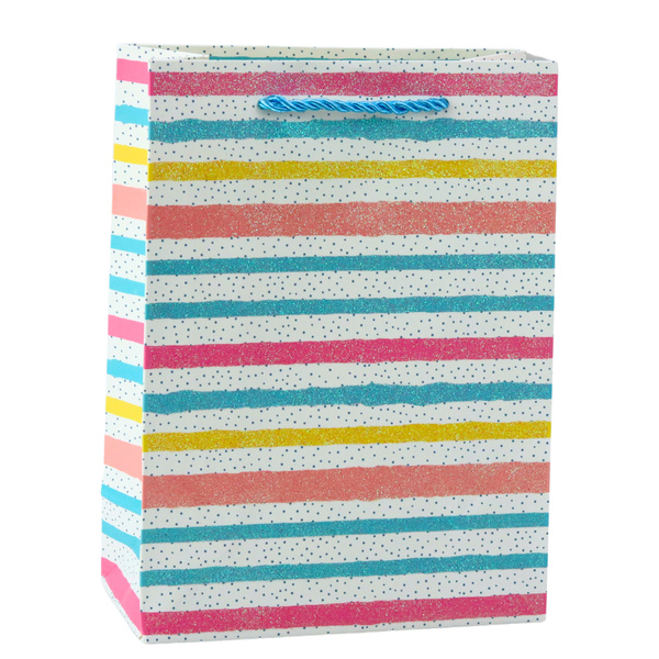Geschenktüte Herzen Sterne Punkte Streifen Bunt 23 x 18 x 10,5 cm