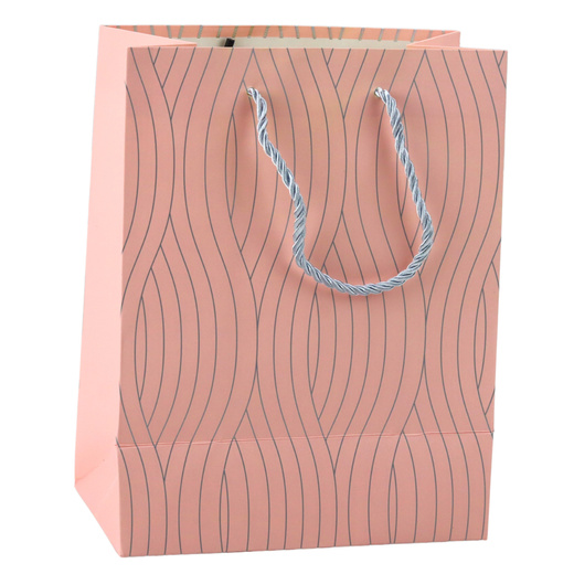 Paper Gift Bag Silver Wavy Lines 23 x 18 x 10.5 cm