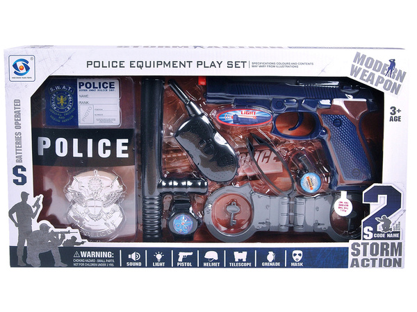 Police Set with sound and light effects STORM ACTION 10 Pieces