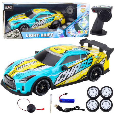 RC Ferngesteuerter Sportwagen mit beleuchteter Driftkarosserie Türkis