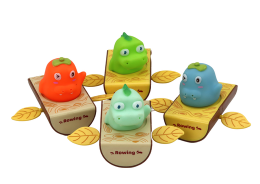 Aufziehbarer Badespielzeug-Dinosaurier in einem Boot