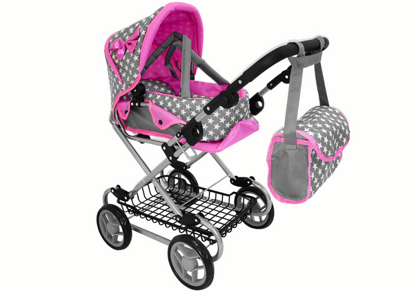 Baby-Puppenwagen 2-in-1-Tragetasche Rosa Sterne