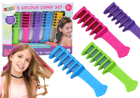 Hair Dyeing Comb Set Colored Chalk 5 pcs