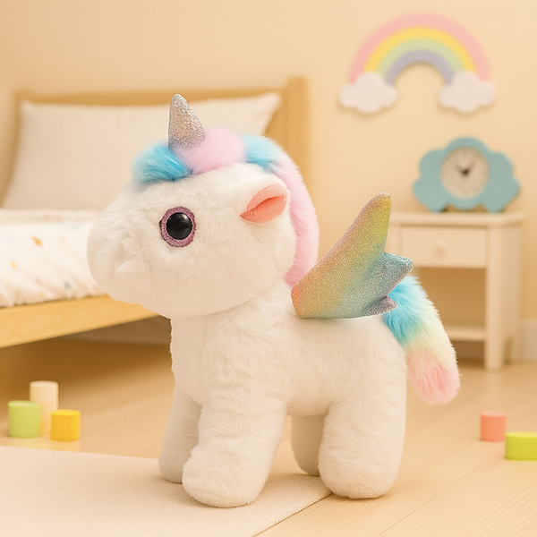 Unicorn Plush Interactive Moves Sounds White 21 cm