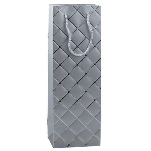 Geschenktüte für Weinflaschen aus Papier mit silbernen Elementen, 35 x 12 x 9 cm