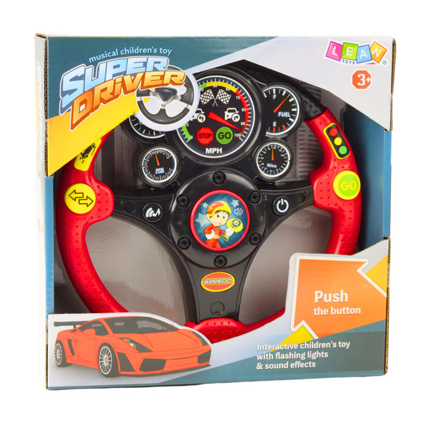 Interactive Steering Wheel For Kids Lights Sounds Vibrations Red