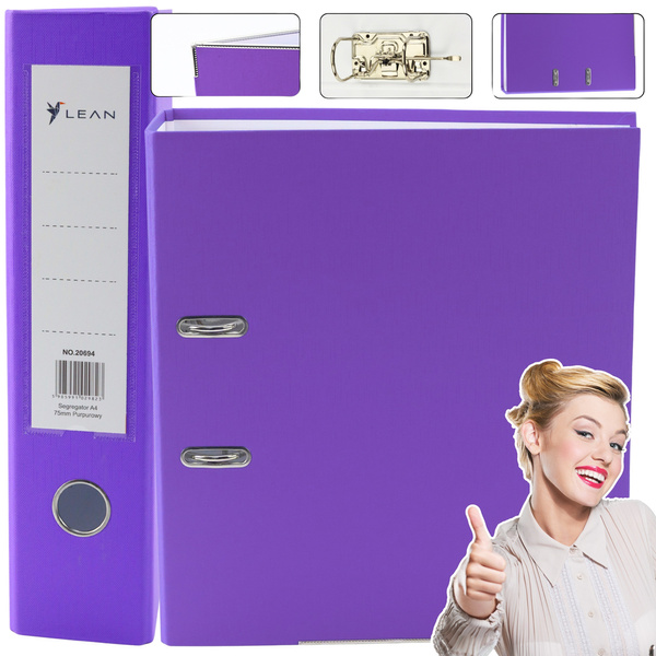 A4/75mm Document Binder Fitting Lever Mechanism Purple