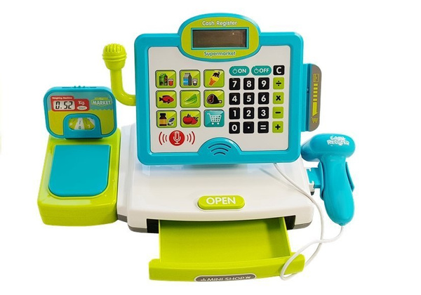Children's cash register Blue with a basket