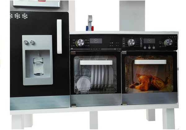 Wooden Kitchen With Coffee Express Fridge