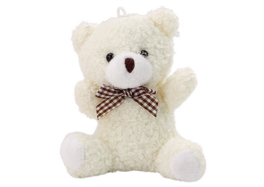 Plush White Little Teddy Bear Cuddly Mascot Keychain 10cm
