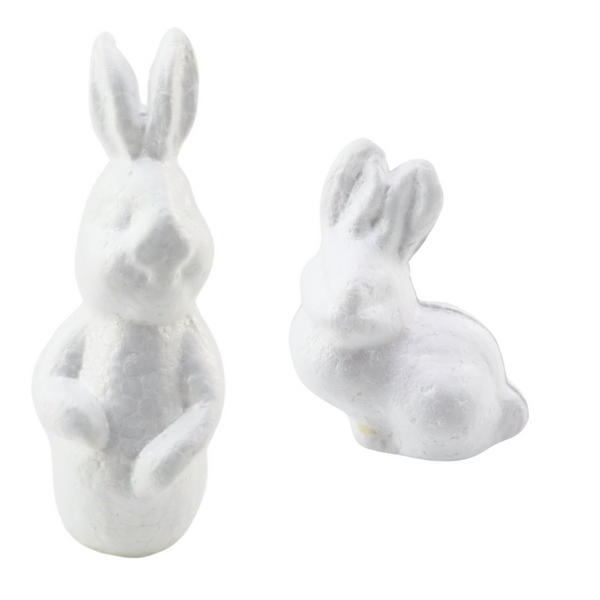 Set zum Bemalen von Styropordekorationen, 4 Hasen, Pinsel