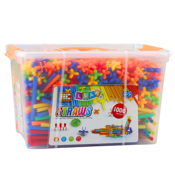 Straws 3D 4D Construction Blocks in a Box, Colorful, 1000 pcs.
