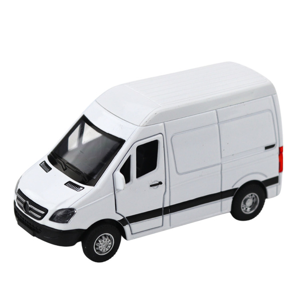 Metal Delivery Truck With Pull Back Motor, Lights, Sounds, White 1:32