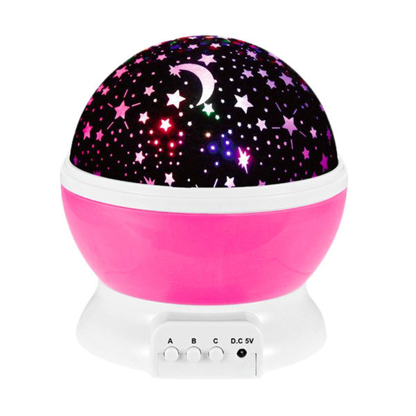 360° drehbarer Sternenprojektor LED-Nachtlicht Rosa
