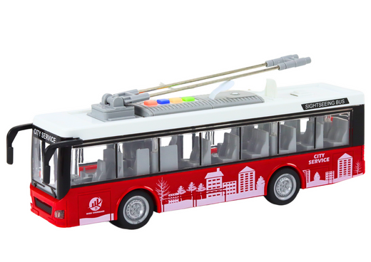 Trolleybus Bus 1:16 Lights Sounds Drive White and Red