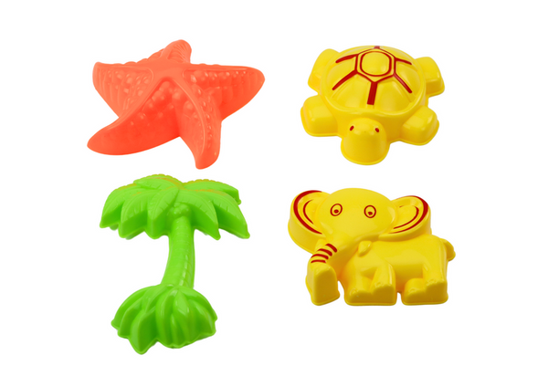 Sand-Set: Mühle, Schaufel, Rechen, Gießkanne, Formen, Eimer, 10-tlg.