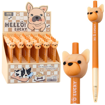 Gel Pen With Pug Dog Blue Beige Ink 0.5mm