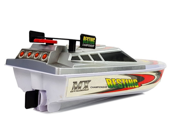 Silbernes Batterieboot mit Aufklebern 4 Richtungen 40 cm