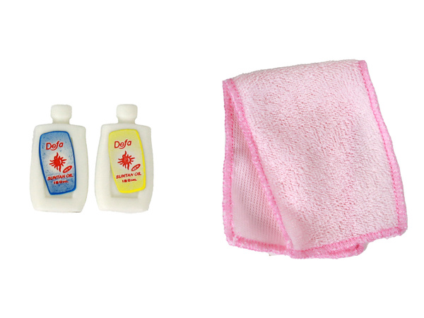 Children's Doll Long Blonde Hair Blue Bathrobe Bathtub Bathroom