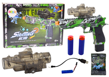 Elektrische Wasserpistole, 2-in-1-Pfeile, grün