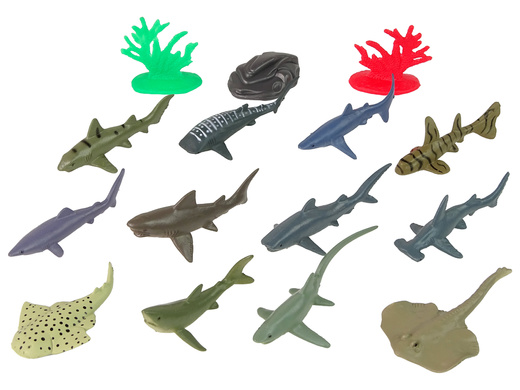 Set Marine Animals Sharks Figures 12pcs. Accessories in tube