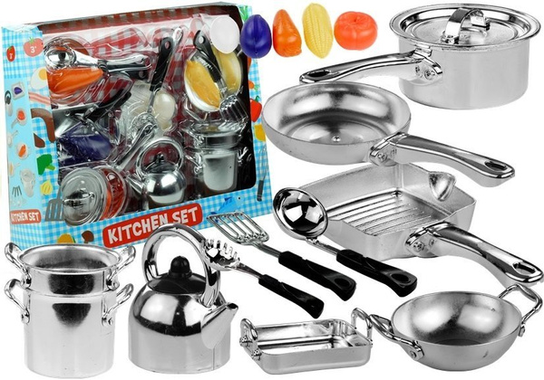 Set of Kitchen Accessories Pots Cutlery Food