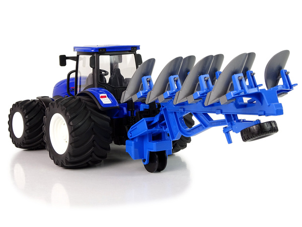 Remote Controlled Tractor 1:24 Blue Plough Metal