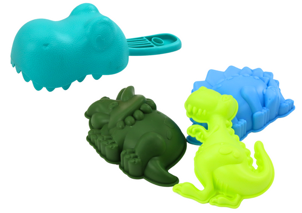 Dinosaur Sand Set, Funnel, Grinder, Molds, Spatula, 7 pieces.
