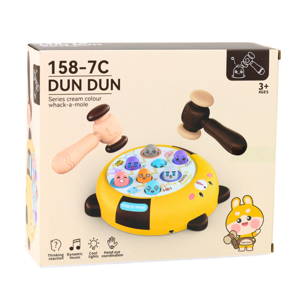 Gra Zręcznościowa Whack- A- Mole Dwa Młotki Kotek Żółto Brązowa